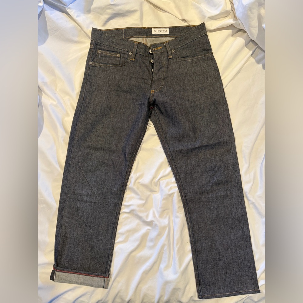 Gustin Men's Selvedge Dark Indigo Slim Fit Jeans